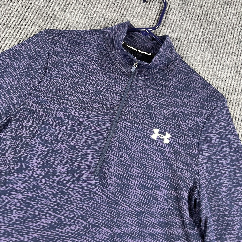 Under Armour Pullover Shirt Mens Medium Purple Long Sleeve Fitted 1/4 Zip Mock